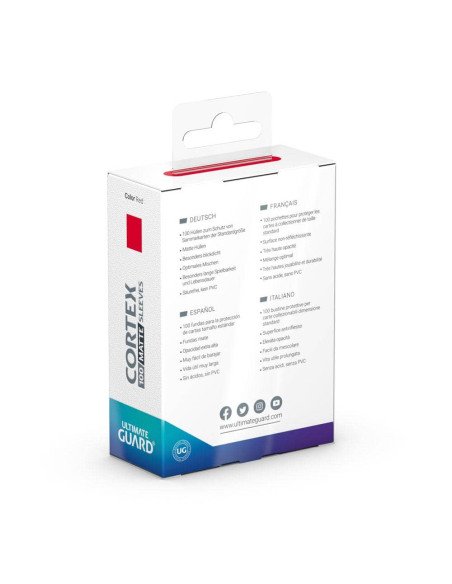 Ultimate Guard 100 Cortex Sleeves Standard Rouge Mat - Accessoires - visuel du dos de la boîte