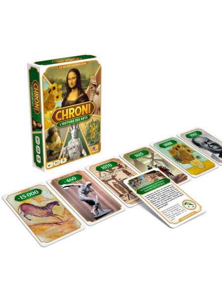 Chroni 2023 : L'histoire des Arts - Jeux de société - Jeux Familiaux - visuel de la boîte - visuel des cartes