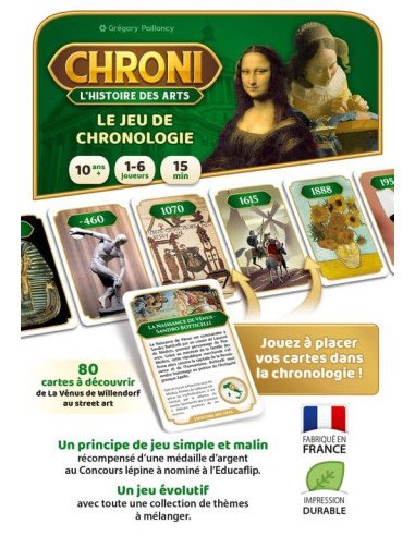 Chroni 2023 : L'histoire des Arts - Jeux de société - Jeux Familiaux - visuel du dos de la boîte