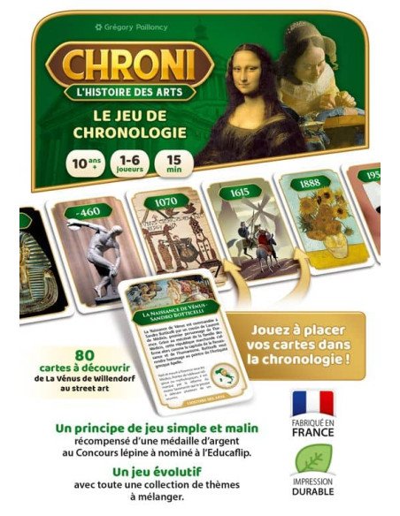 Chroni 2023 : L'histoire des Arts - Jeux de société - Jeux Familiaux - visuel du dos de la boîte