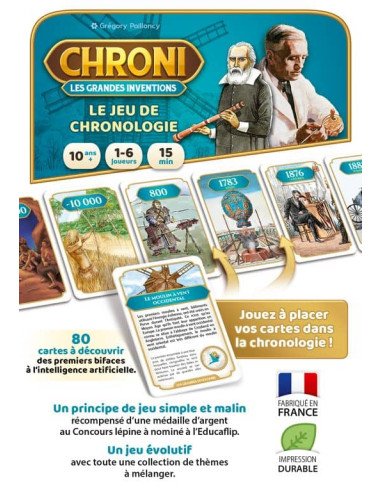 Chroni 2023 : Les grandes inventions - Jeux de société - Jeux Familiaux - visuel du dos de la boîte