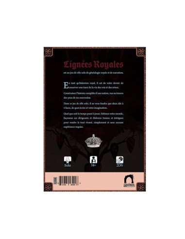 Lignées Royales - Arbre généalogique - solo - livre - 4eme de couverture - résumé