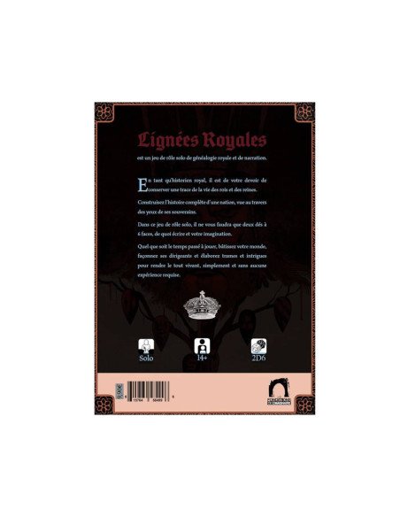 Lignées Royales - Arbre généalogique - solo - livre - 4eme de couverture - résumé