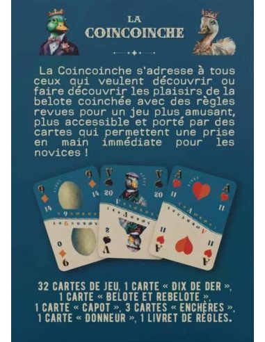 La coincoinche, jeu de pli, belotte, coinché, boite, règles, canard, matériel