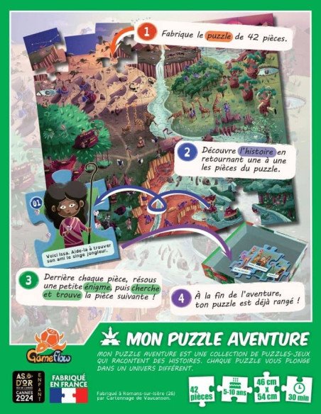 Mon Puzzle Aventure : Terre Ocre - Puzzle Enquête Jeu Enfant Cherche et Trouve Boîte  Arrière boite