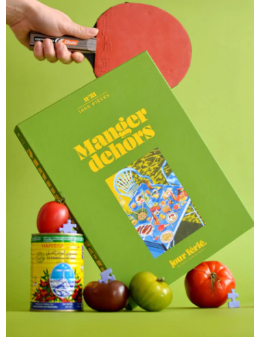 Manger dehors - Puzzle 1000 pièces - Ping pong - été - salade -soleil -boite