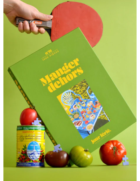 Manger dehors - Puzzle 1000 pièces - Ping pong - été - salade -soleil -boite