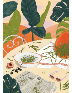 Les haricots verts - Puzzle 1000 pièces - Image Table fleur calme