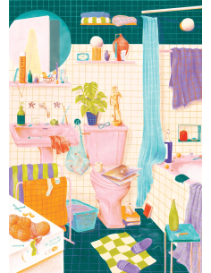 Soirée mousse, puzzle 500 pièces, salle de bain, brosse a dents, image visuel