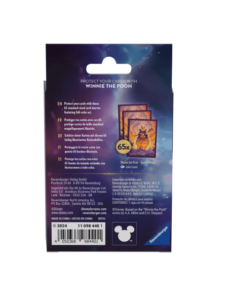 Disney Lorcana : Sleeves Winnie l'Ourson - Chapitre 6 Mer Azurite - Packaging de dos