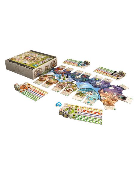 Dice Forge -  Jeux Initiés - Visuel des elements de la boite jeu