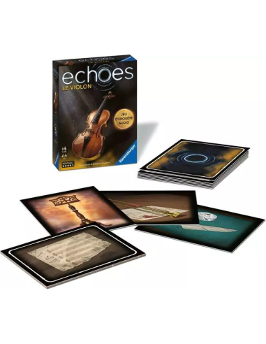 Echoes : Le Violon, jeu d'enquête, visuel des éléments cartes ouverte intérieur Echoes : Le Violon, jeu d'enquête, visuel des éléments cartes ouverte intérieur