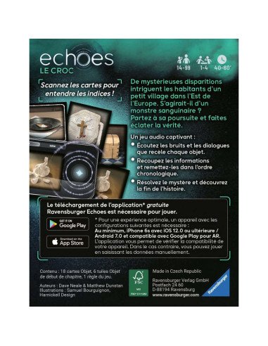 Echoes : Le Violon, jeu d'enquête, visuel de la boite arrière Echoes : Le Violon, jeu d'enquête, visuel de la boite arrière
