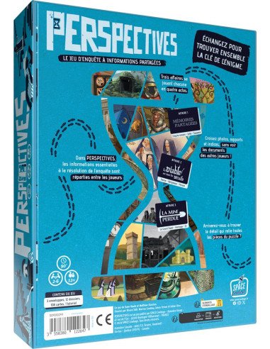Perspectives (Boîte bleue) - Visuel de la boite - Jeux d'Enquête - Dos de Boite