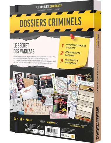 Dossier criminel : Le secret des Yakuzas - jeux d'enquête immersif - Visuel du dos de la boite arrière avant png jpeg