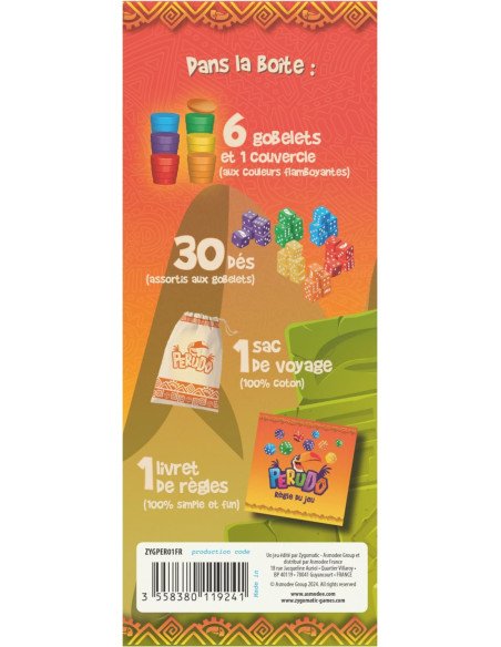 Perudo -  Jeu de dés - Jeux familiaux - visuel de la boite arrière