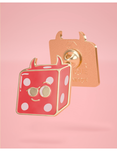 Pin’s Dé de Jeux de société Émaillé  - Dé rouge / Le Dé Moniaque - Visuel photo studio