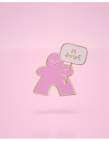 Pin’s Meeple de Jeux de société Émaillé  - Meeple rose - Visuel photo studio