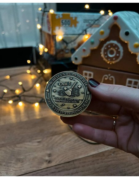 Pièce de décision pour jeux de société - J'achète ou pas ? - Visuel de la pièce dans une main - pile