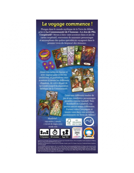 La communauté de l'anneau - Jeux de société - Jeux coopératifs - boite de jeu - dos de la boîte