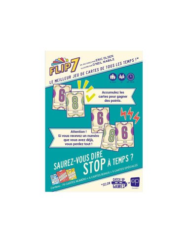 Flip 7 - jeu de société - visuel de l'arrière de la boîte