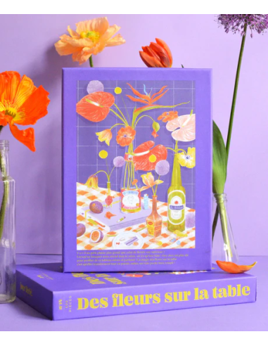 Des fleurs sur la table - Puzzle 1000 pièces - Visuel du puzzle de dos et de côté