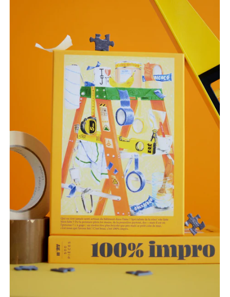 100% impro - Puzzle 500 pièces - dos de la boite - tranche de la boite