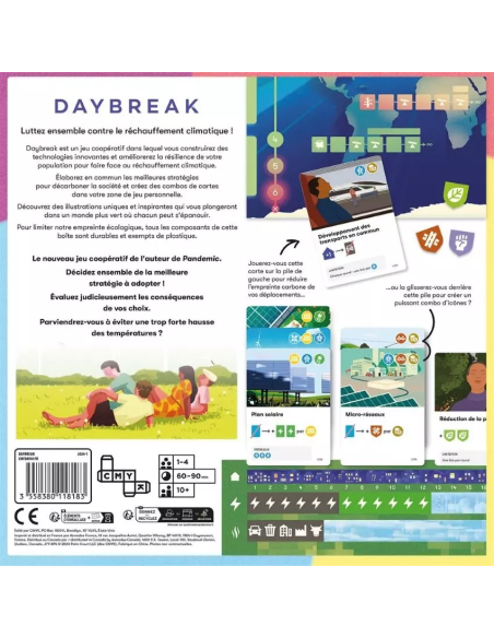 Daybreak - Jeu de société - Jeu coopératif - Dos de la boite de jeu