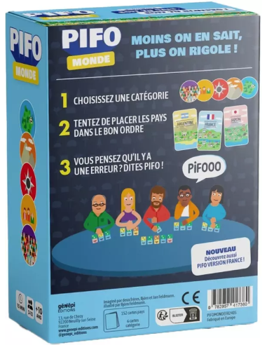 Pifo monde - Jeu de société - Jeu d'ambiance - Dos de la boite