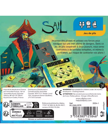 Sail - Jeux de société - Jeux 2 joueurs - Dos de la boite de jeu