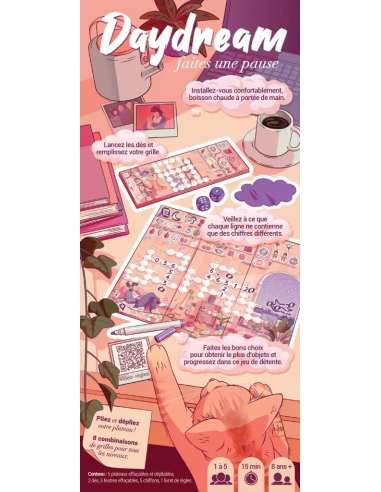 Daydream - Jeux de société - Roll and Write - Dos de la boite de jeu