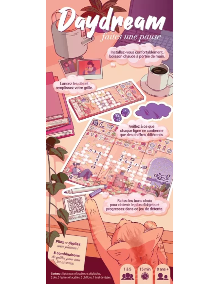 Daydream - Jeux de société - Roll and Write - Dos de la boite de jeu