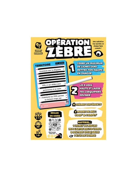 Opération Zèbre - visuel de l'arrière de la boîte