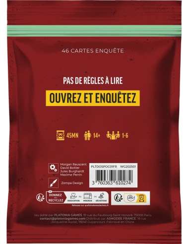 Dossiers criminels pocket - Qui a tué Meredith - Dos de la boite de jeu