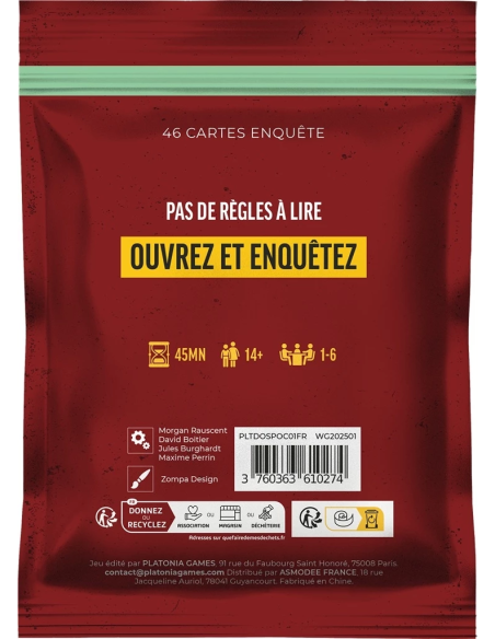 Dossiers criminels pocket - Qui a tué Meredith - Dos de la boite de jeu