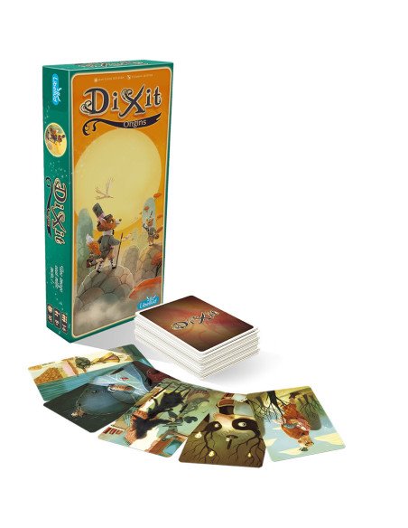 Dixit : Extension Origins (Ext.)  - visuel de la boîte et du matériel Dixit : Extension Origins (Ext.)  - visuel de la boîte et du matériel