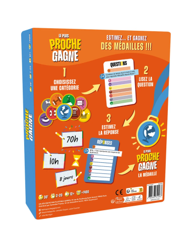 Le plus proche gagne - jeu de société -  visuel du dos de la boite de jeu