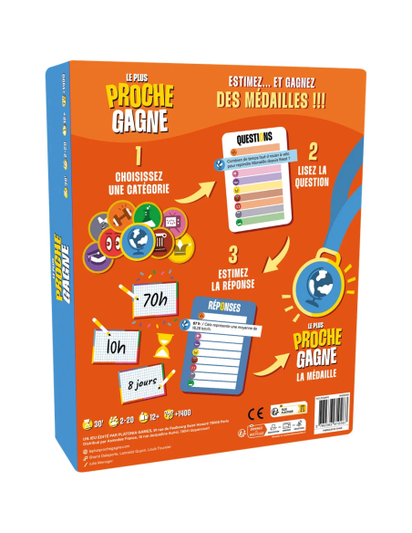 Le plus proche gagne - jeu de société -  visuel du dos de la boite de jeu