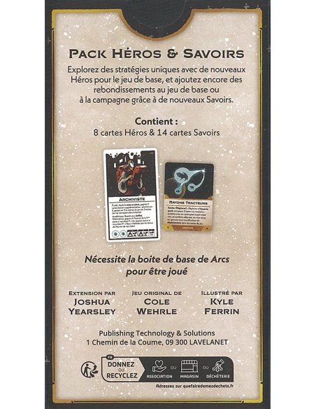 Arcs Pack Héros et Savoirs - Jeu de société - Extension - Visuel dos boite de jeu