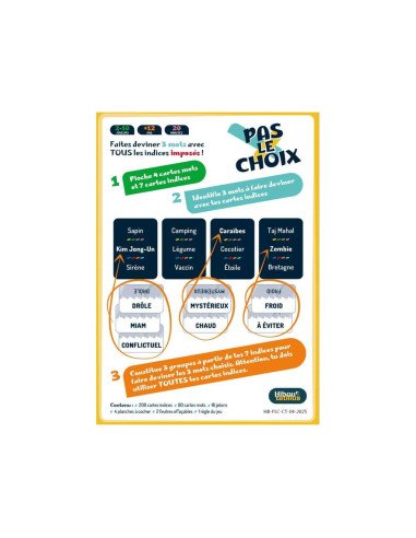 Pas le choix, dos de boite, ambiance, mots, association d'idées