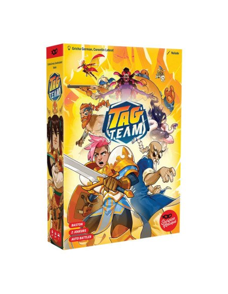 Tag team, jeux de société, boite, visuel, affrontement