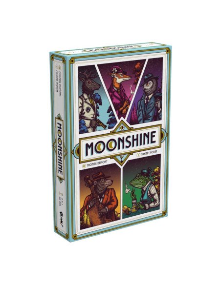 Moonshine, jeu de société, prohibition, bar clandestin, boite de jeu