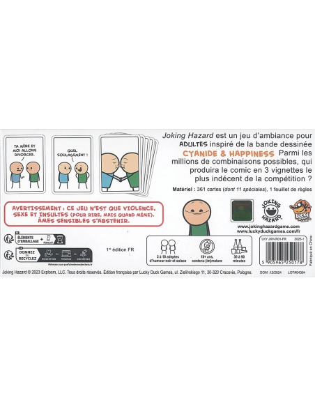 Joking Hazard - Jeu d'Apéro Amis Visuel de la boite arrière