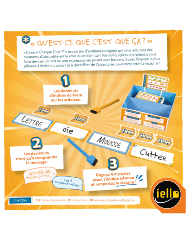 Casque chèque chat - Jeu de société - Dos de la boite de jeu
