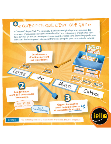 Casque chèque chat - Jeu de société - Dos de la boite de jeu