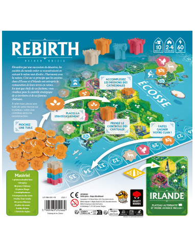 Rebirth jeu de société stratégique 1 à 2 heures visuel de la boite arrière dos