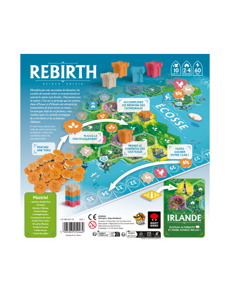 Rebirth jeu de société stratégique 1 à 2 heures visuel de la boite arrière dos