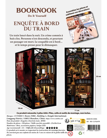 Booknook - Enquête à bord du train - Maquette à construire - Dos de la boite