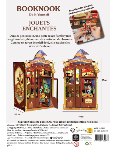 Booknook - Jouets enchantés - maquette à construire - Dos de la boite