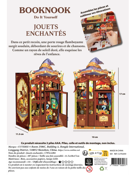 Booknook - Jouets enchantés - maquette à construire - Dos de la boite